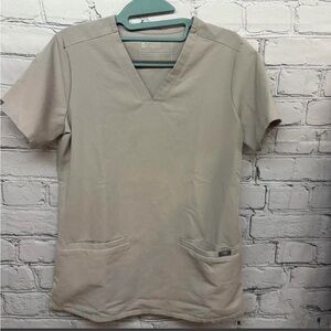 FIGS V-Neck Scrub Top in Bone